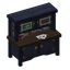 Cluttered Purple Cabinet