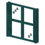Stripped Warped Four Pane Window